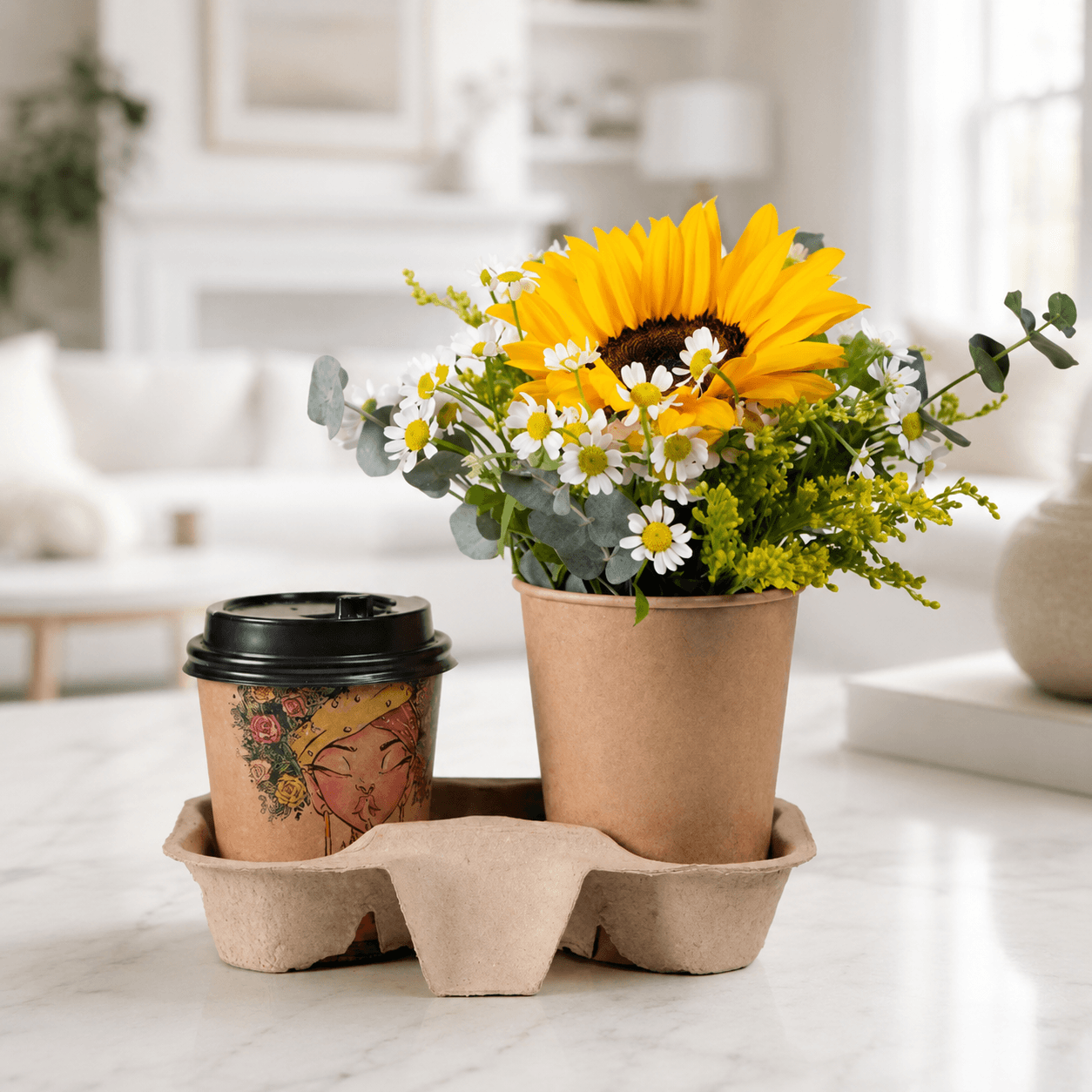 Coffee and flower set
